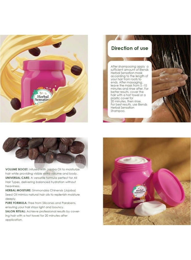 Blends Herbal Sensation Jojoba Oil Hair Mask for All Hair Types – Volumizing & Moisturizing Deep Conditioner – Silicone & Paraben Free – 600 ml - Image 2